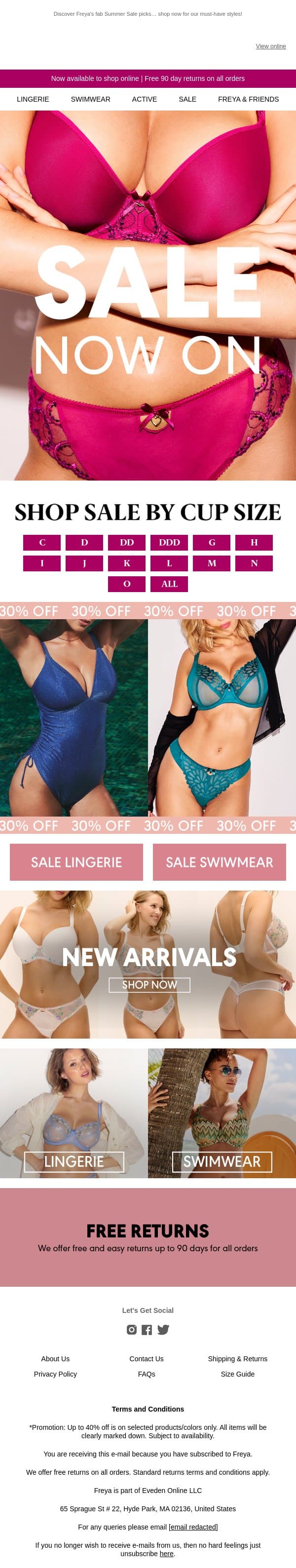 Freya's Summer Sale | Up to 40% Off email from Freya screenshot