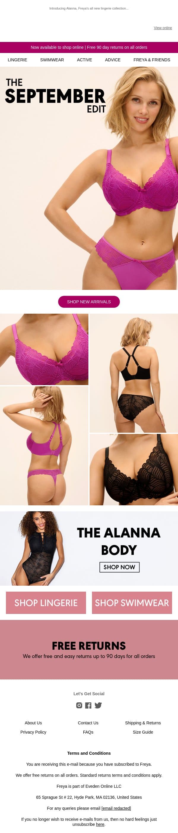September NEWNESS email from Freya screenshot