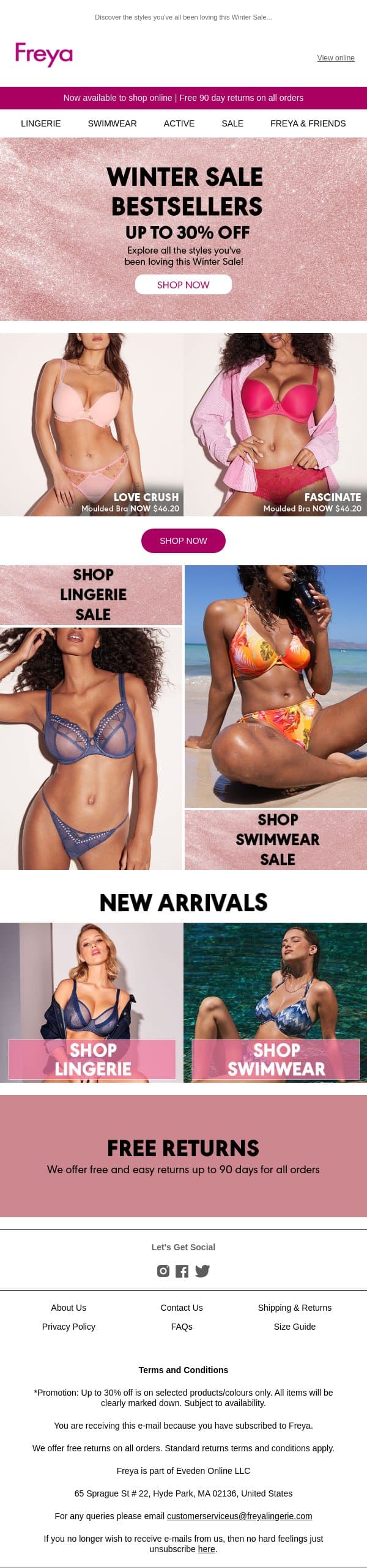 Freya's Winter Sale Bestsellers 🌟 email from Freya screenshot
