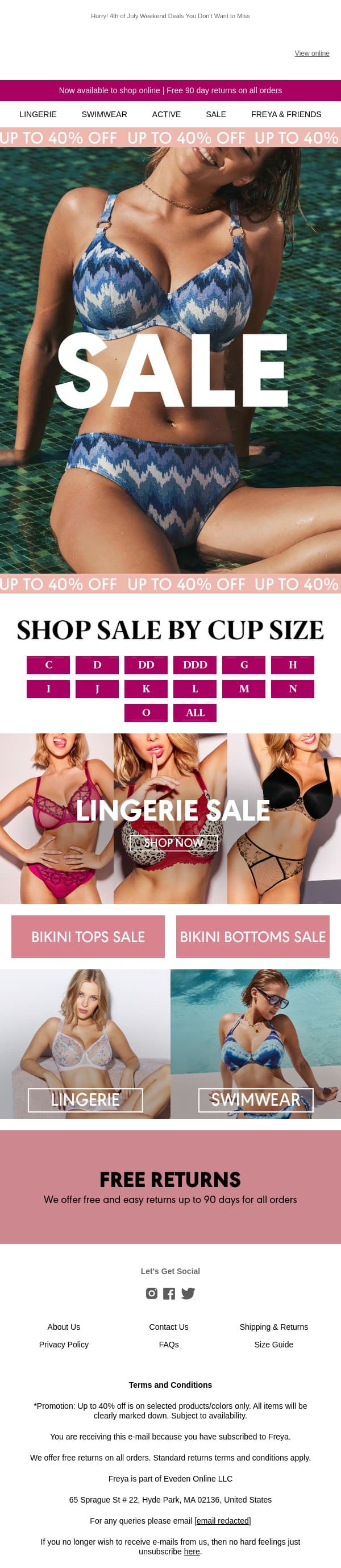 Independence Day SALE email from Freya screenshot