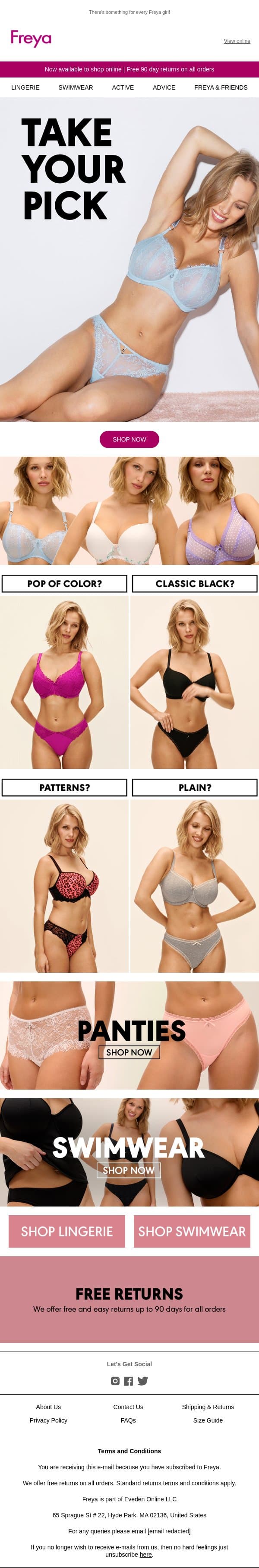 Take Your Pick! email from Freya screenshot