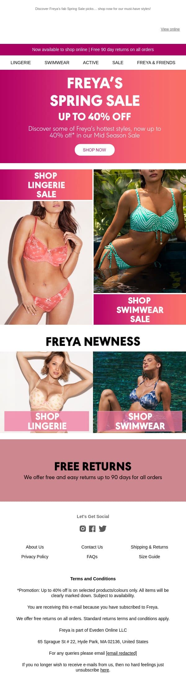 Freya's Spring Sale | Up to 30% Off email from Freya screenshot