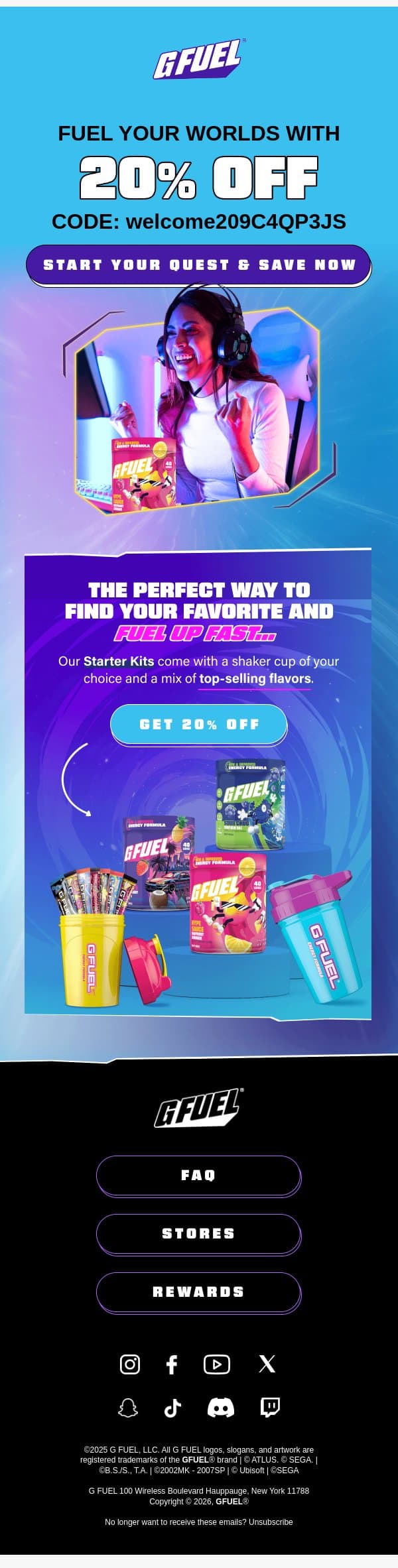 Welcome to G Fuel… email from G Fuel screenshot