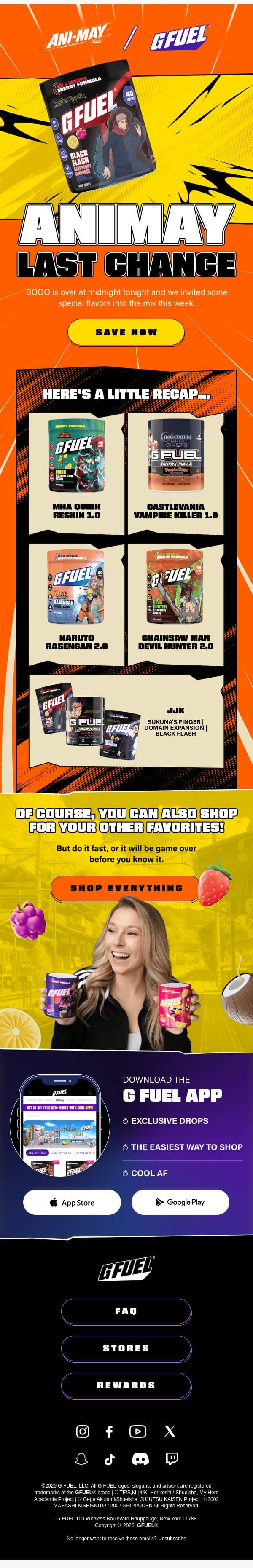 This is your LAST BOGO reminder ⚠️ email from G Fuel screenshot