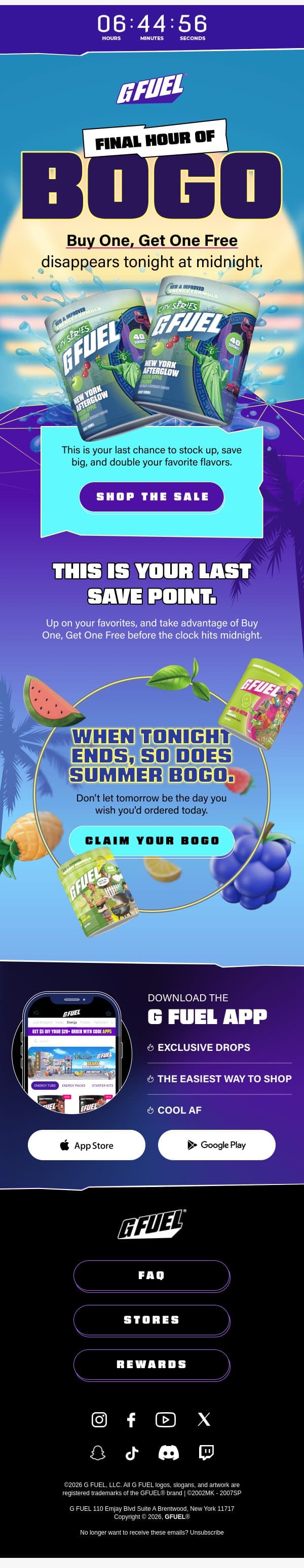 🚨 Buy 1, Get 1 FREE Last Chance 🚨 email from G Fuel screenshot