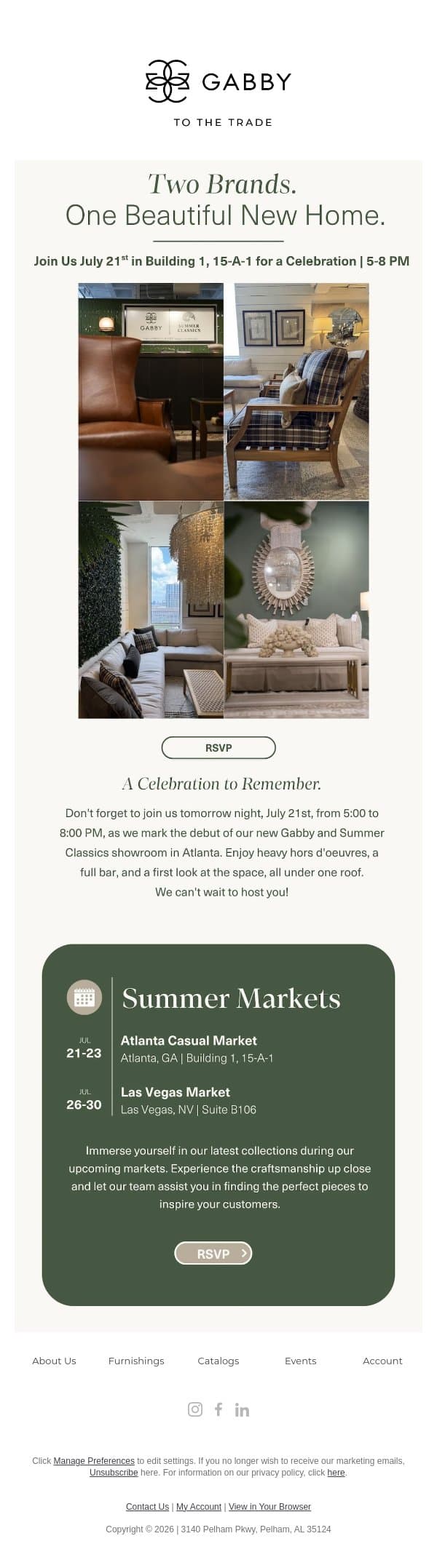 Summer Casual Market Opens Tomorrow! email from Gabby screenshot