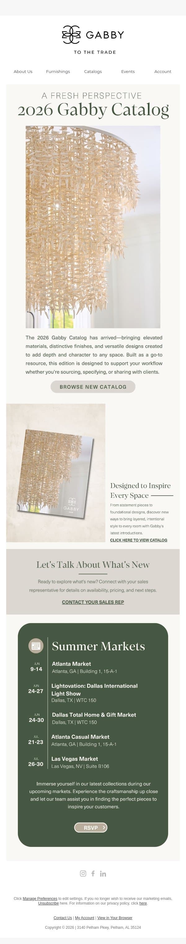 The 2026 Gabby Catalog is Here! email from Gabby screenshot