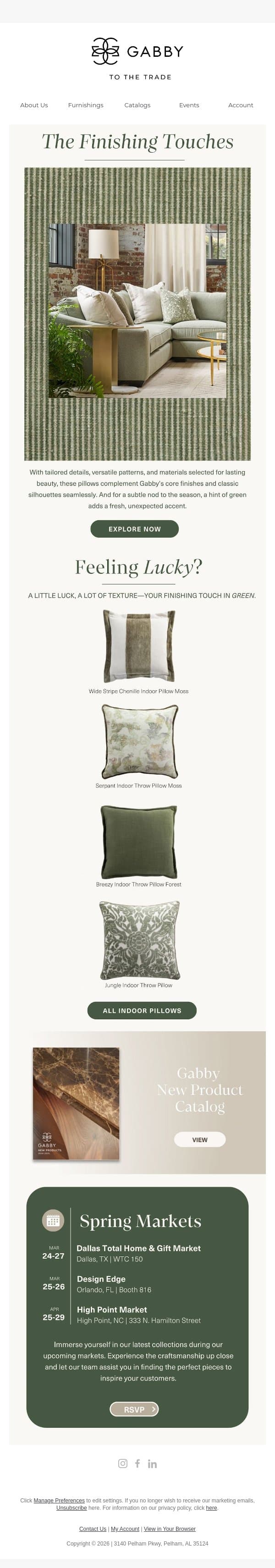A Lucky Refresh for Timeless Interiors email from Gabby screenshot