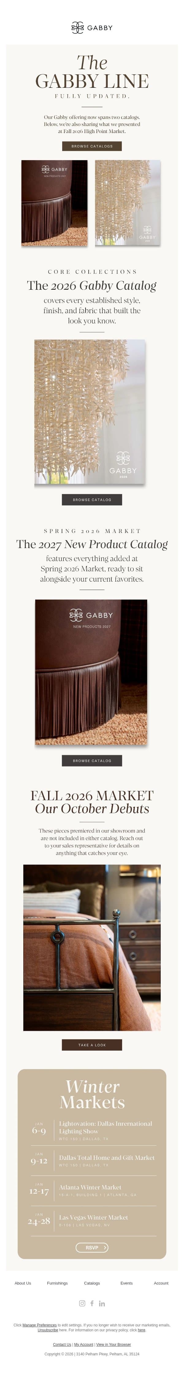 Two Gabby Catalogs and What We Showed at October Market email from Gabby screenshot