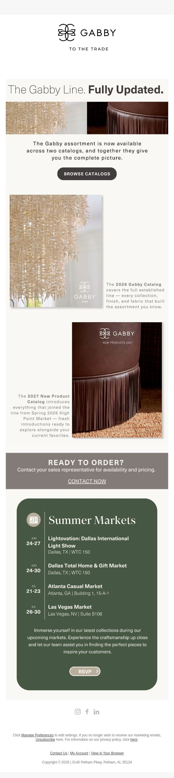 Your Complete Gabby Assortment, Now in Two Catalogs email from Gabby screenshot