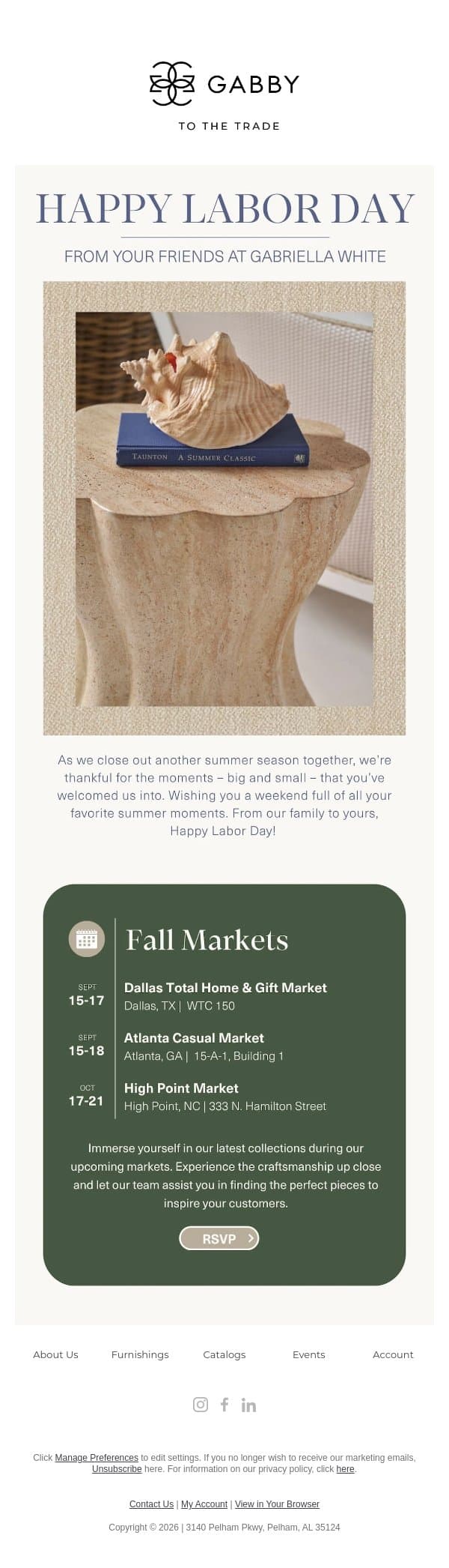 Happy Labor Day ☀️ email from Gabby screenshot