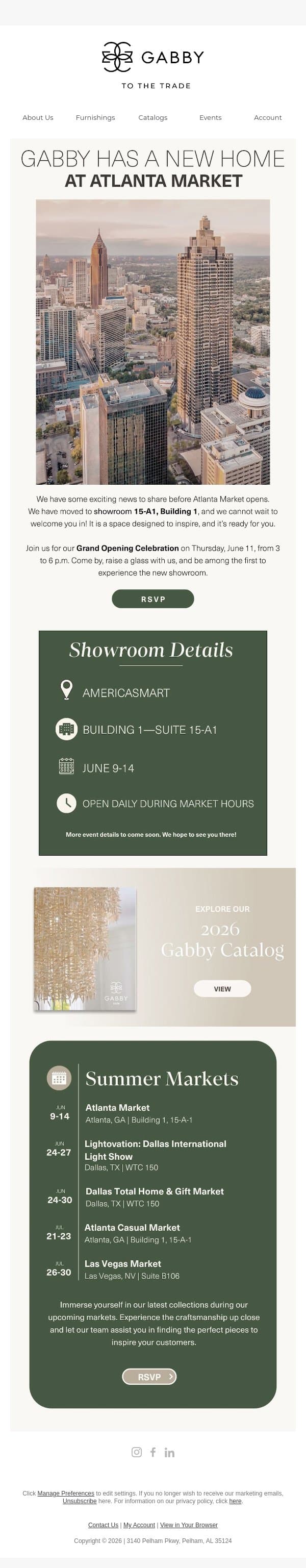 A New Chapter for Gabby at Atlanta Market email from Gabby screenshot