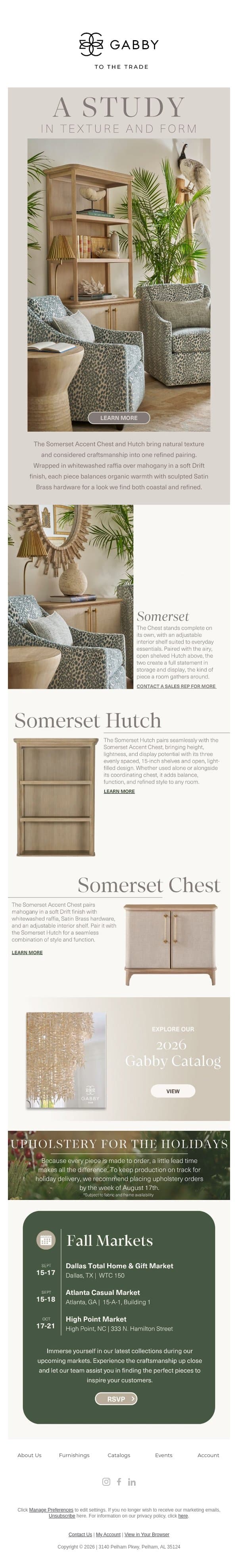 A Closer Look at Our Somerset Pieces email from Gabby screenshot