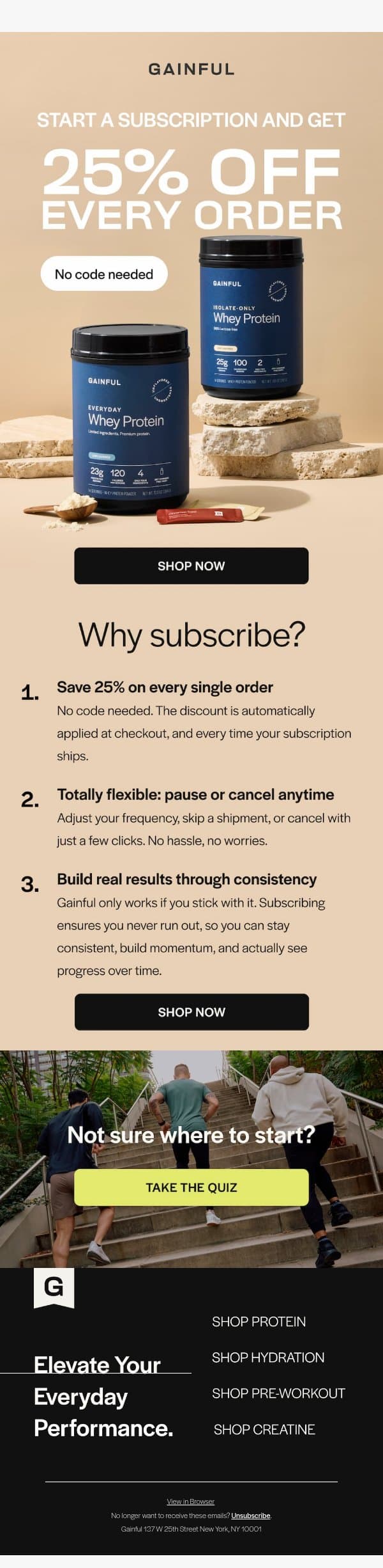 Subscribe and Save email from Gainful screenshot