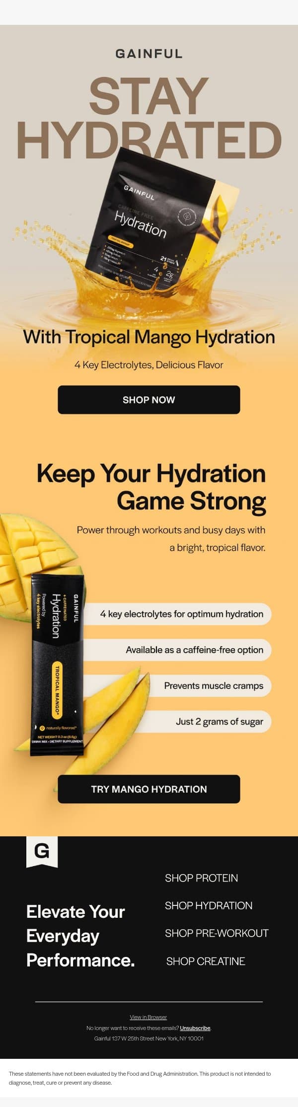 Tropical Mango Hydration 🥭🏝️😎 email from Gainful screenshot