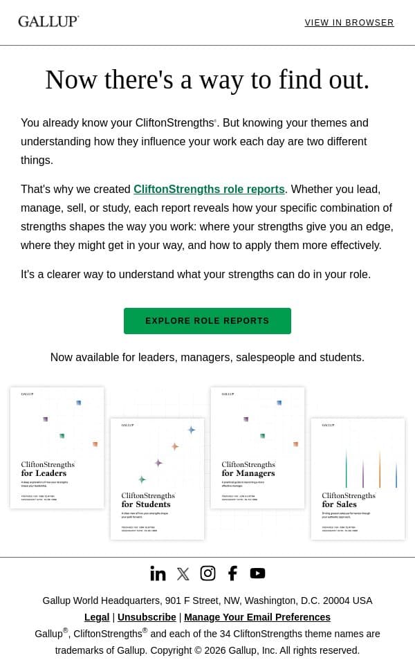 How Do Your Strengths Show Up in Your Role? email from Gallup screenshot