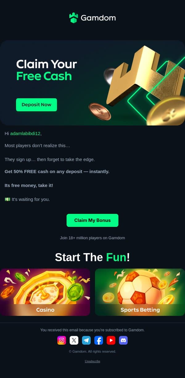 Did you see this? 👀 email from Gamdom screenshot
