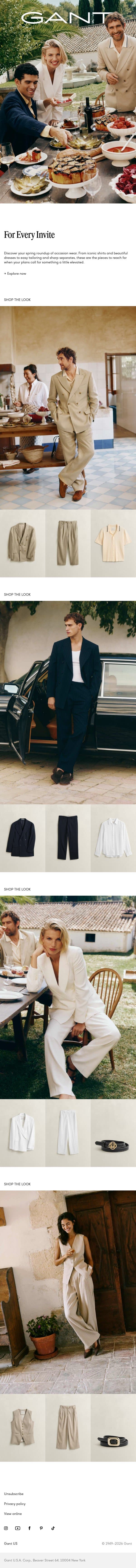 New occasion wear email from Gant screenshot