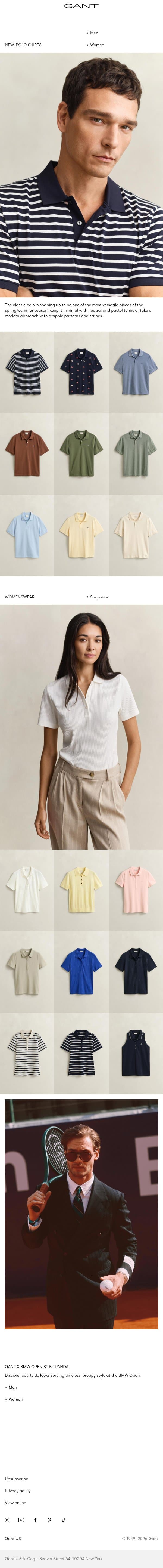 New polos for the season email from Gant screenshot