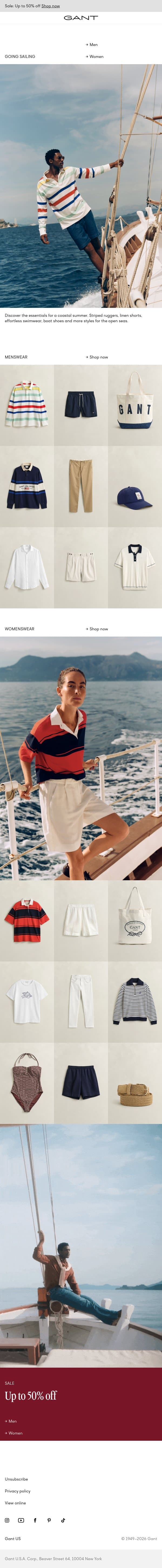 Styled for the open seas email from Gant screenshot