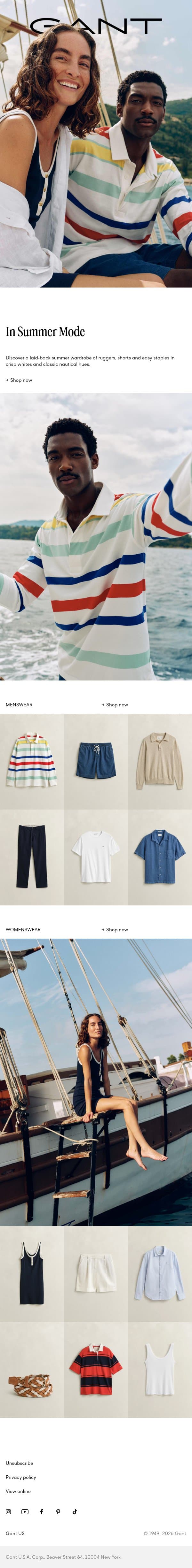 The new summer must-haves email from Gant screenshot