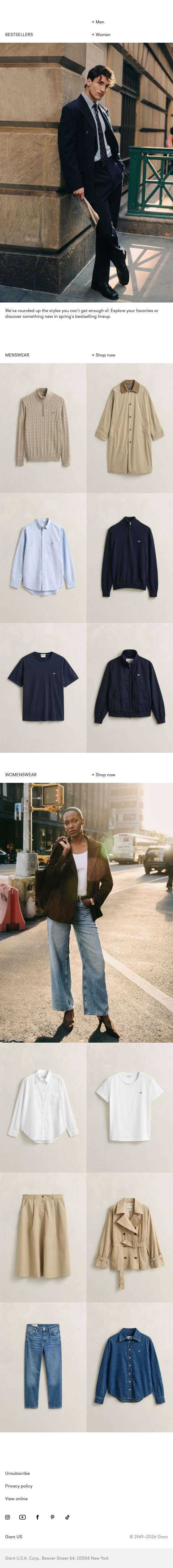 Your favorite styles email from Gant screenshot