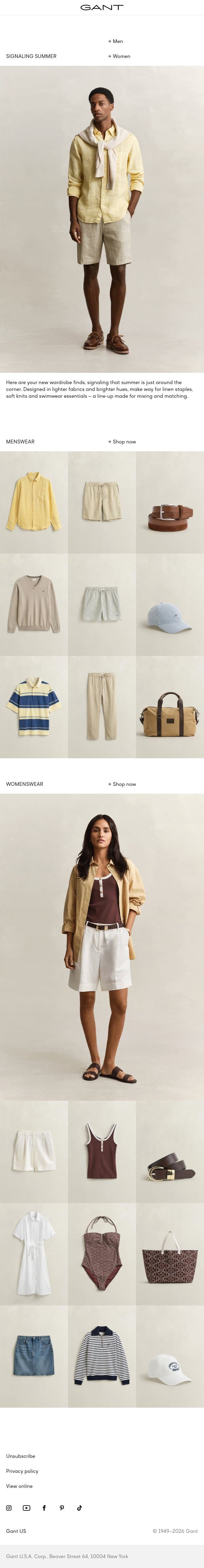 New summer finds email from Gant screenshot