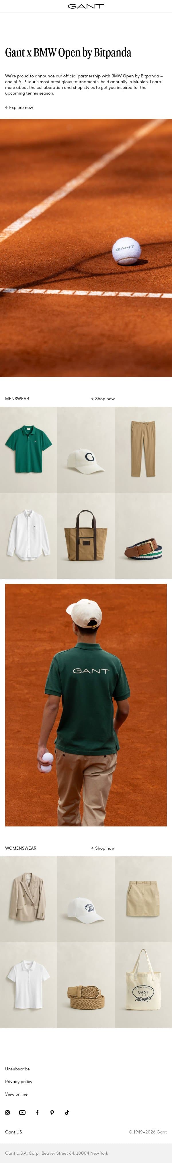 Gant x BMW Open by Bitpanda email from Gant screenshot