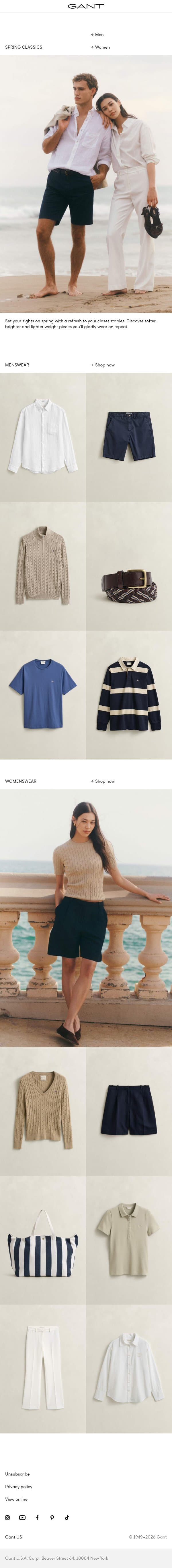 Spring Classics email from Gant screenshot