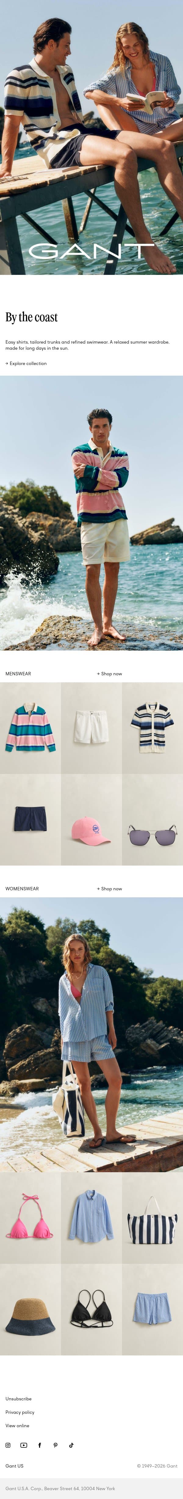 New In: The Summer Edit email from Gant screenshot