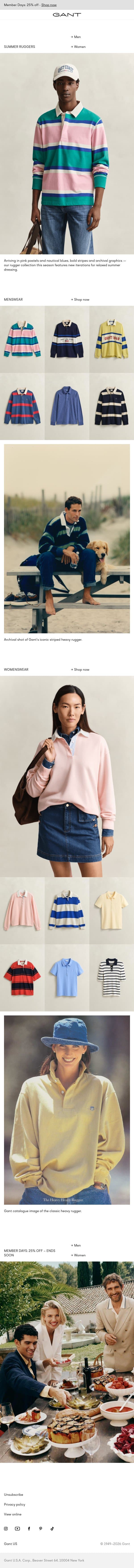 New ruggers email from Gant screenshot