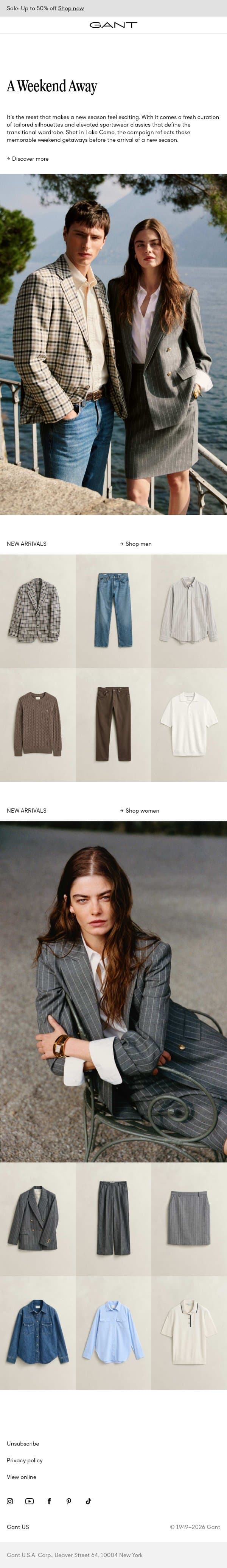 New season email from Gant screenshot