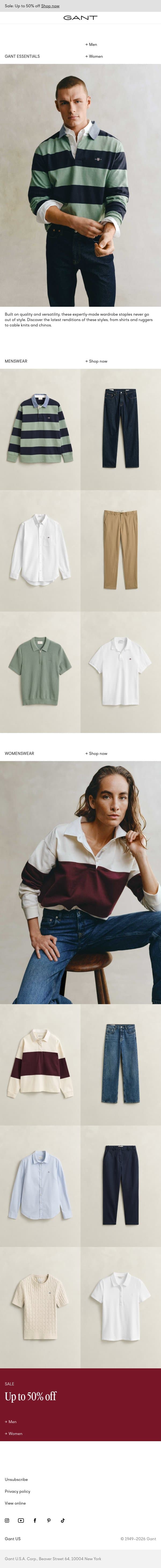 New In: Gant Essentials email from Gant screenshot