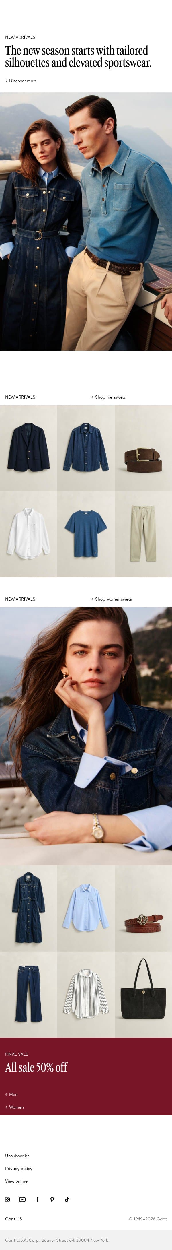 The Latest email from Gant screenshot