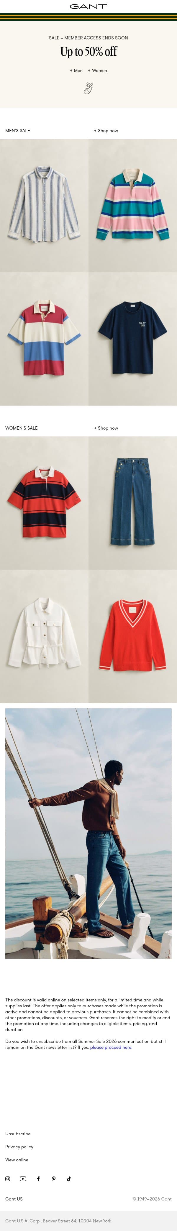 Sale: Member access ends soon email from Gant screenshot