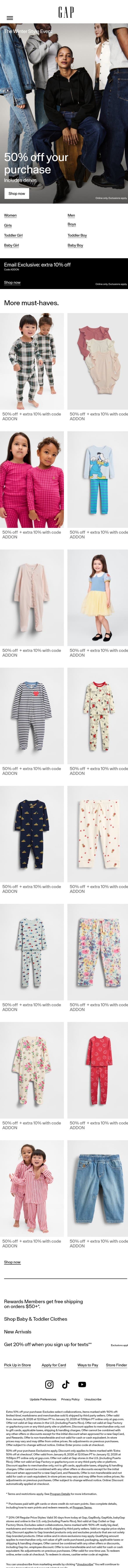 You’re getting 50% off all your favorites email from Gap screenshot