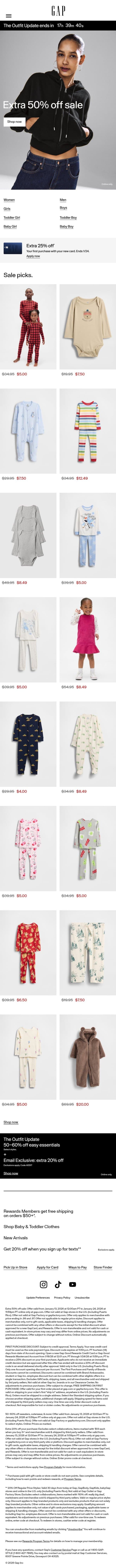 Your invitation to get an extra 50% off sale picks before they're gone email from Gap screenshot