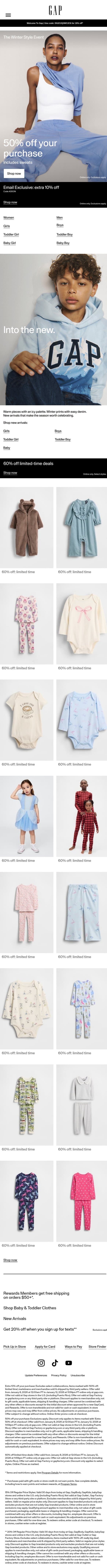 New year = new looks at 50% off email from Gap screenshot