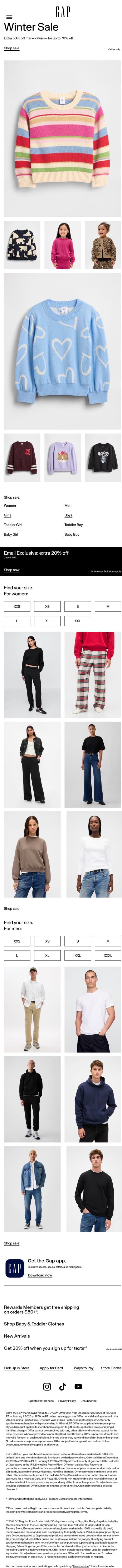 70% 70% 70% 70% 70% email from Gap screenshot