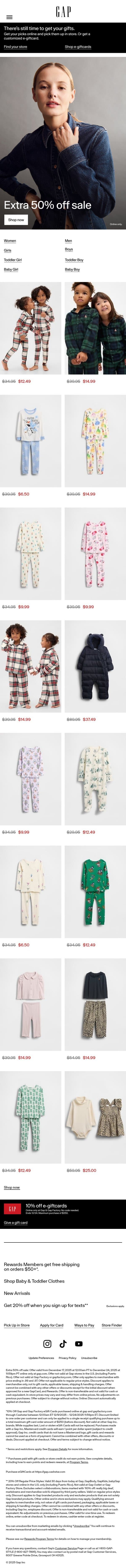Done wrapping? Give yourself an extra 50% off sale email from Gap screenshot