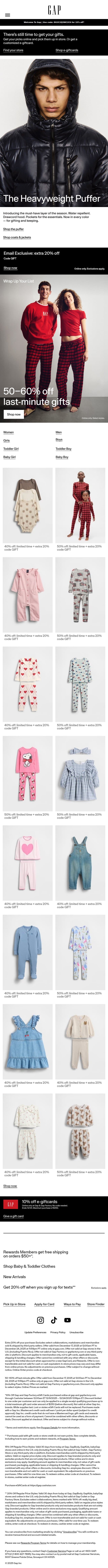 THE PUFFER JACKET email from Gap screenshot