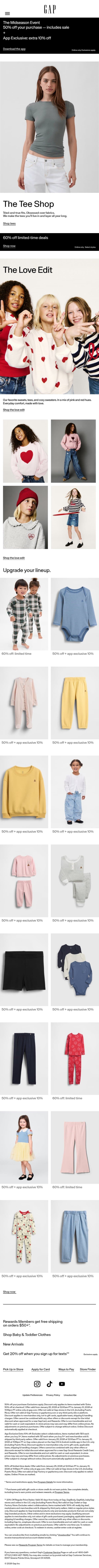 New year. Best tees. email from Gap screenshot