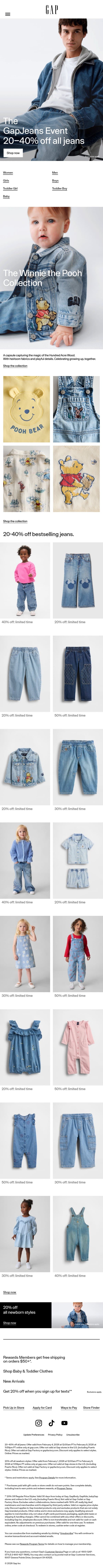 Find your perfect fit: 20–40% off bestselling jeans email from Gap screenshot