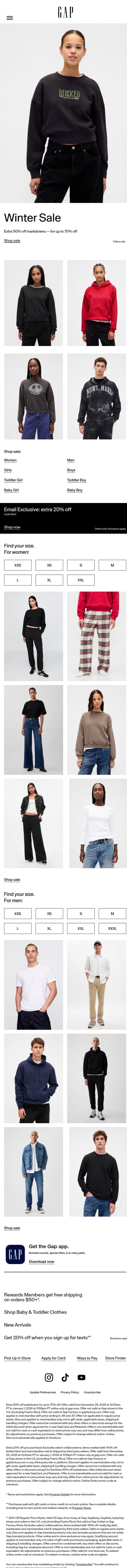 An extra 50% off markdowns is calling email from Gap screenshot