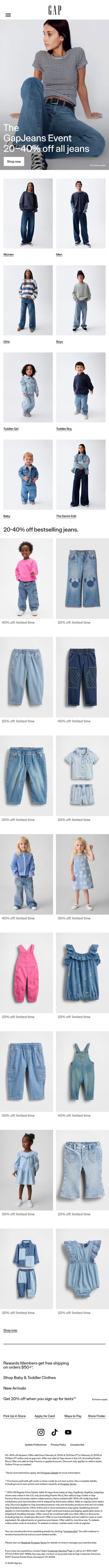 You're getting 20–40% off our best jeans — don't miss out email from Gap screenshot