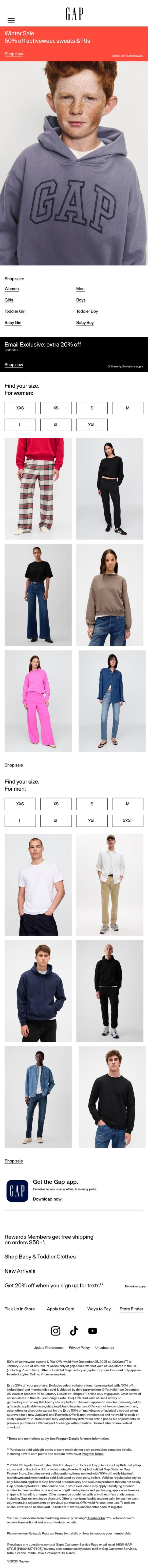 Hit refresh: 50% off activewear & more favorites email from Gap screenshot