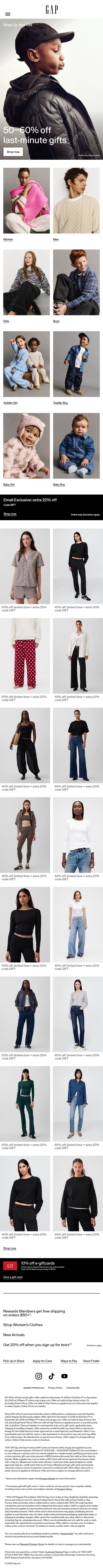 You've got 50–60% off these last-minute favorites + they're SO good email from Gap screenshot