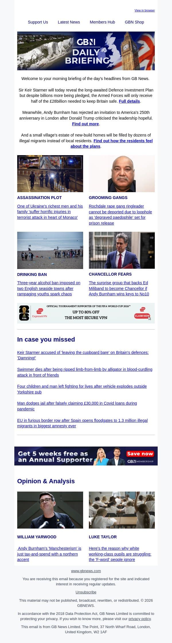 Starmer's parting gift to leave Armed Forces underfunded email from GB News screenshot