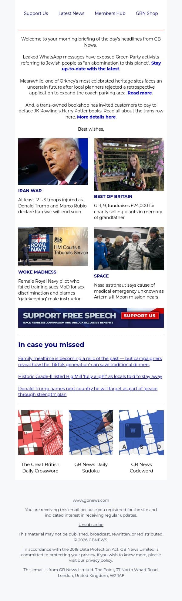 Jews are 'an abomination to this planet,' say Green Party activists email from GB News screenshot