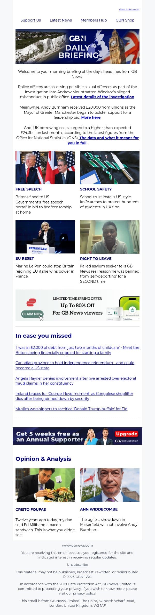 Police assessing possible sexual offences in Andrew investigation email from GB News screenshot